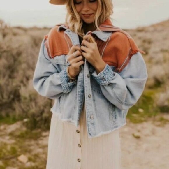 Free People Baja Denim Jacket Hoodie - Picture 7 of 12